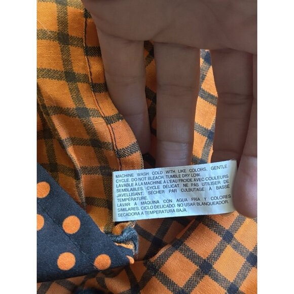 Pier1 imports Halloween Apron Orange Black White Polka Dot Spider Lace One Size - Picture 7 of 7